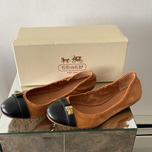 VTG y2k Coach Delphine Black & Calf Leather A2974 Clean Shoes Ballet Flats 7.5